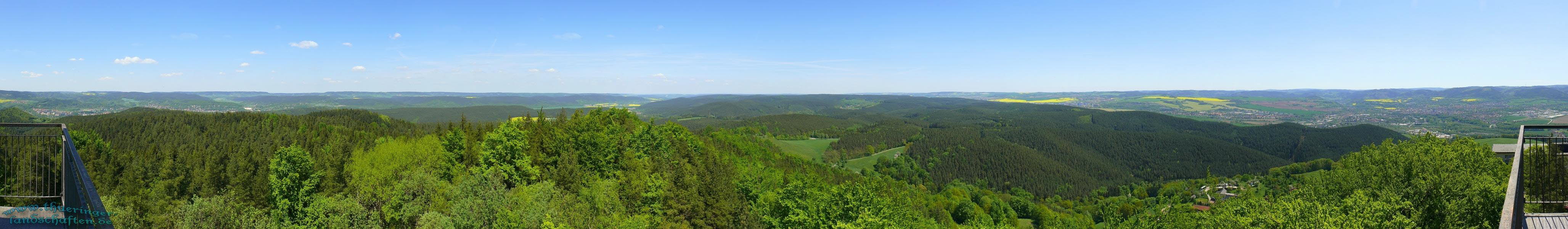 Blick vom Kulm Saalfeld nach Osten - Saaletal, Kahla, Unterwellenborn